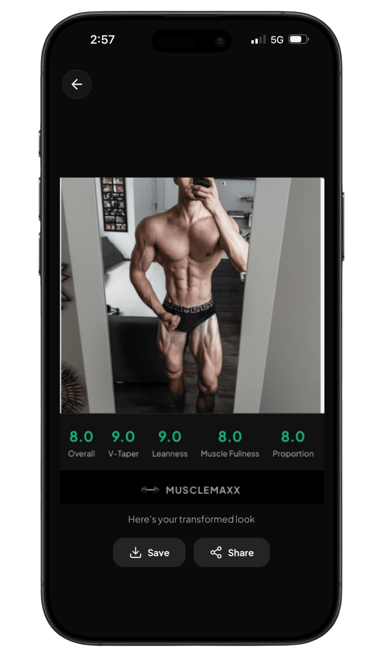 MuscleMaxx physique scan result