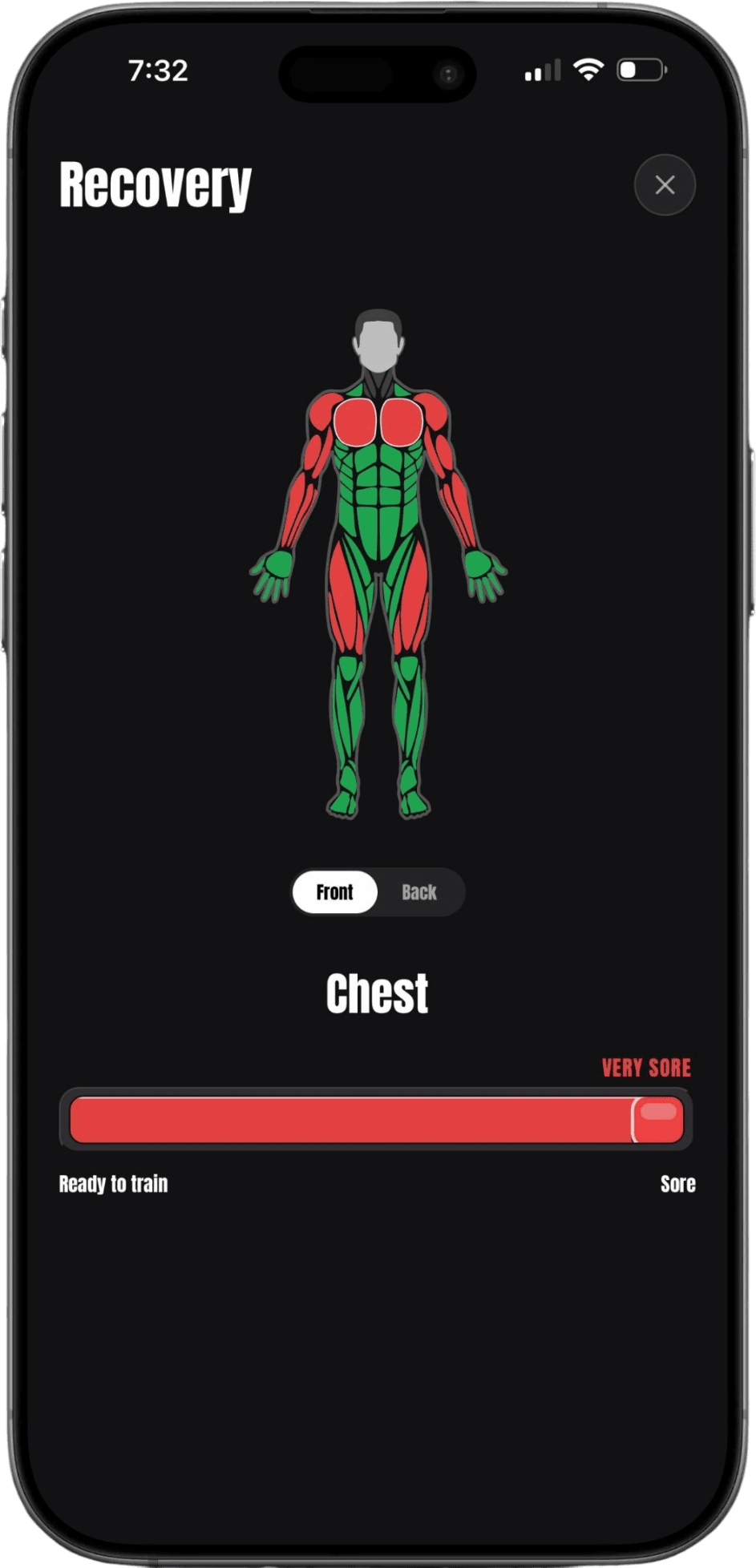 MuscleMaxx recovery muscle map