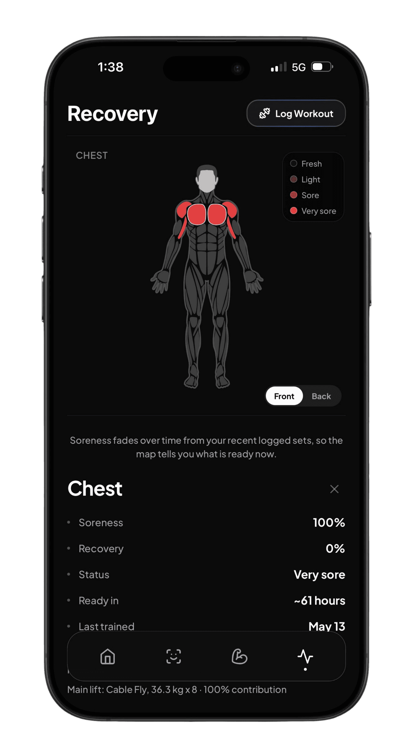 MuscleMaxx recovery muscle map